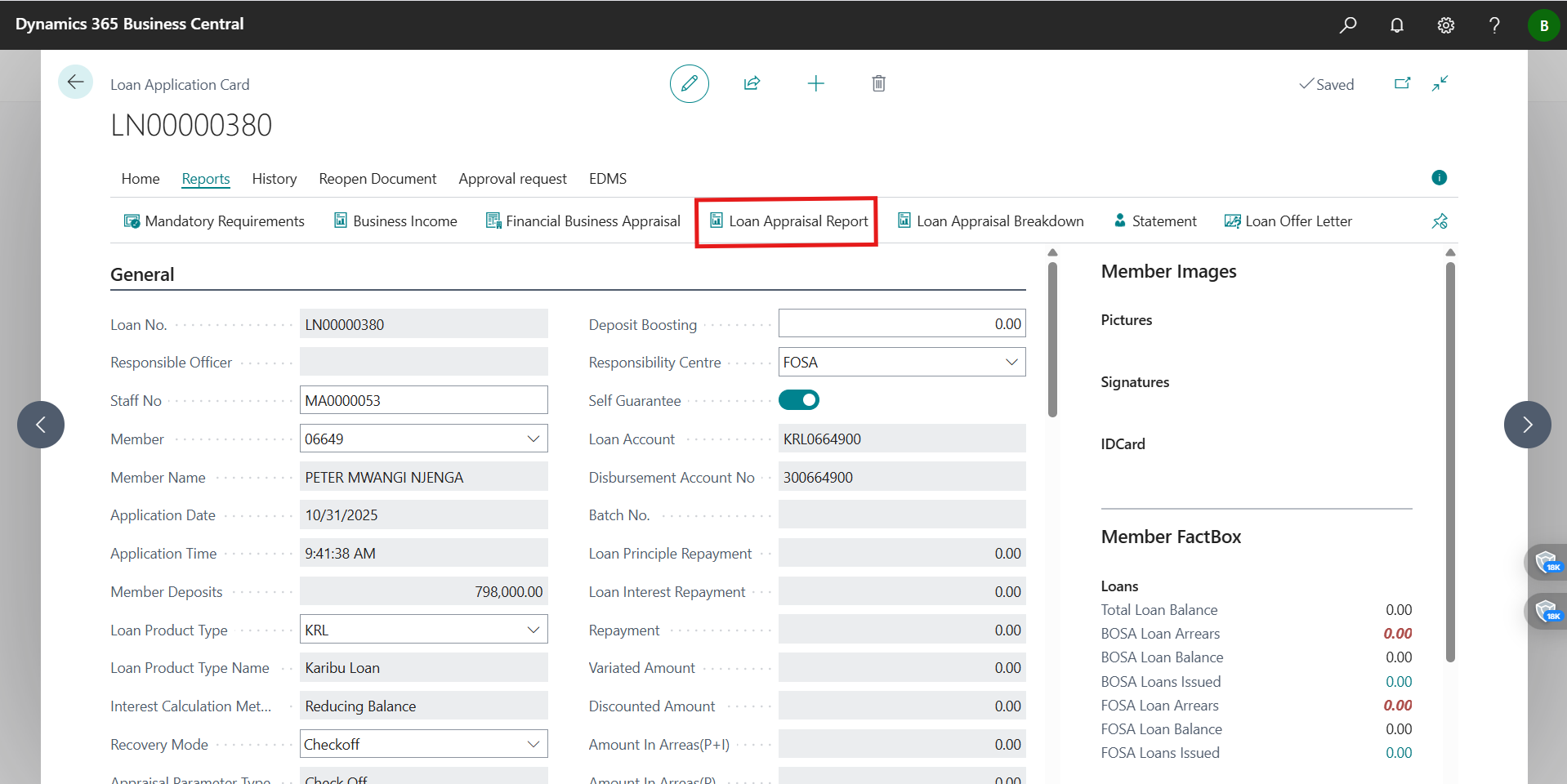 Generate Appraisal Report action